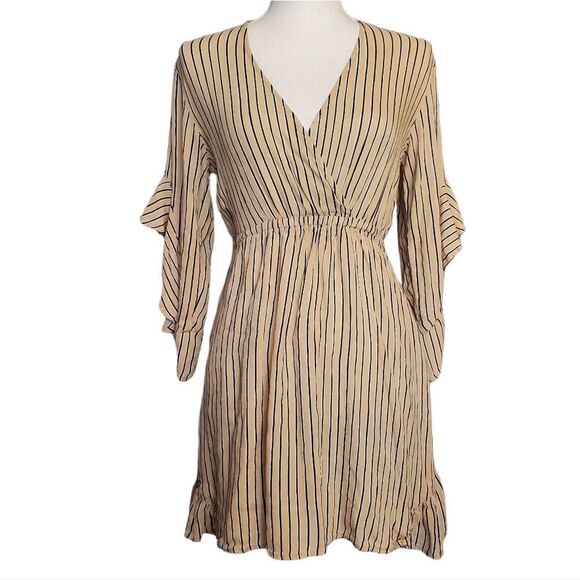 Billabong Love Light Striped Mini Babydoll Dress Earth S - Picture 3 of 6